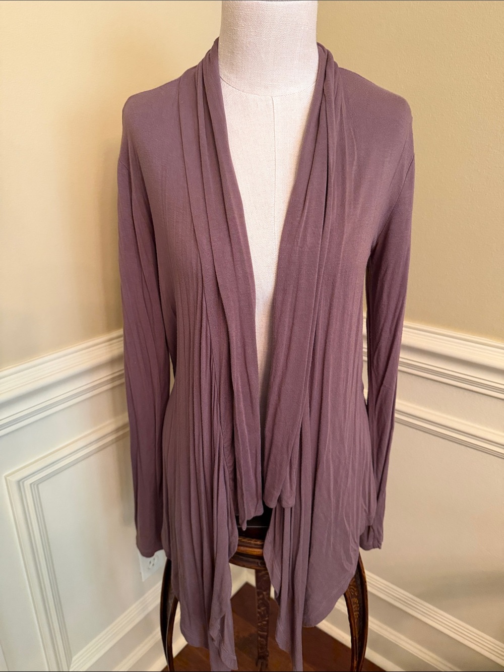Light Brown Open-Front Women’s Draped Cardigan
